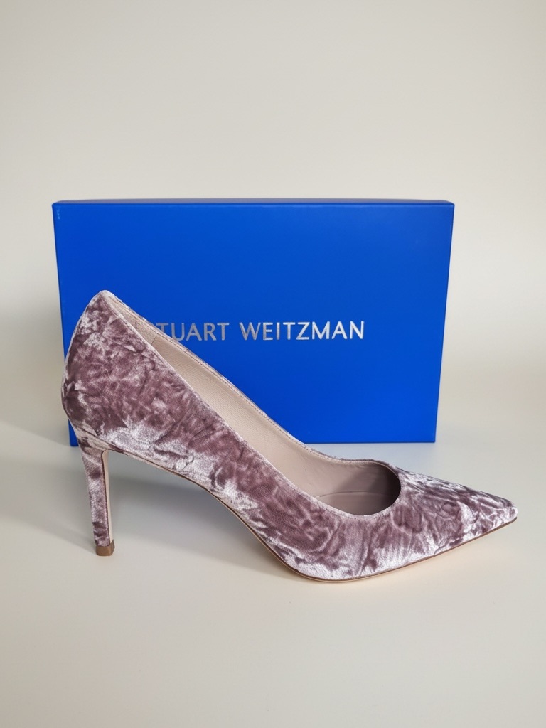 Stuart Weitzman Stuart 85 Crushed Velvet Pumps 39 (Us 8.5) Cappuccino Nib